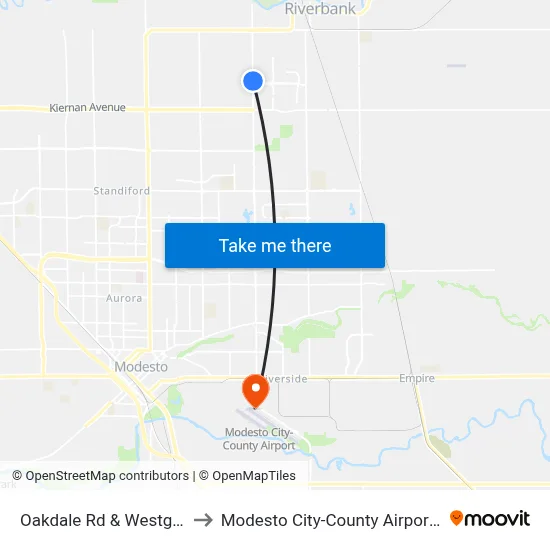 Oakdale Rd & Westgate Rd to Modesto City-County Airport (MOD) map