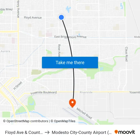 Floyd Ave & Counts Ct to Modesto City-County Airport (MOD) map