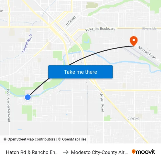 Hatch Rd & Rancho Encantado Ct to Modesto City-County Airport (MOD) map