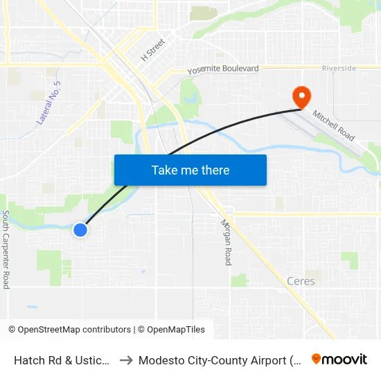 Hatch Rd & Ustick Rd to Modesto City-County Airport (MOD) map