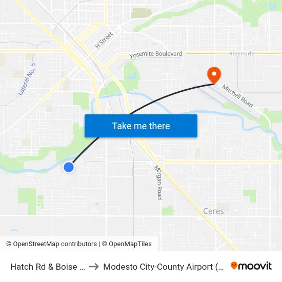 Hatch Rd & Boise Ave to Modesto City-County Airport (MOD) map