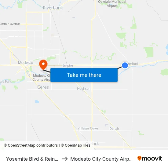 Yosemite Blvd & Reinway Ave to Modesto City-County Airport (MOD) map