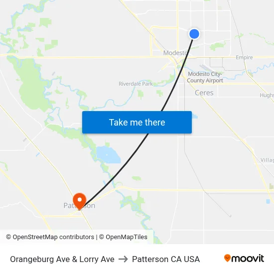 Orangeburg Ave & Lorry Ave to Patterson CA USA map