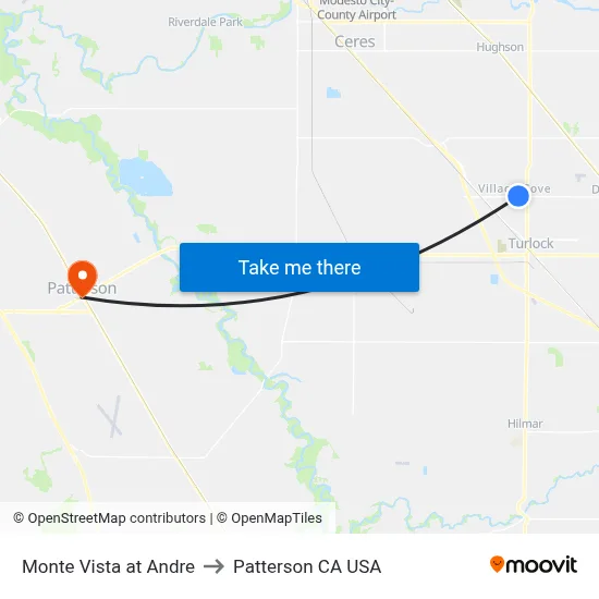 Monte Vista at Andre to Patterson CA USA map
