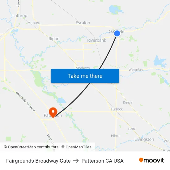 Fairgrounds Broadway Gate to Patterson CA USA map