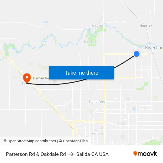 Patterson Rd & Oakdale Rd to Salida CA USA map