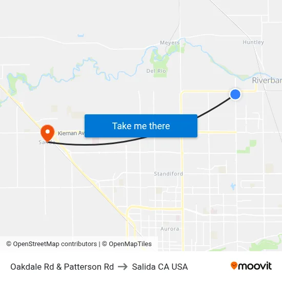 Oakdale Rd & Patterson Rd to Salida CA USA map