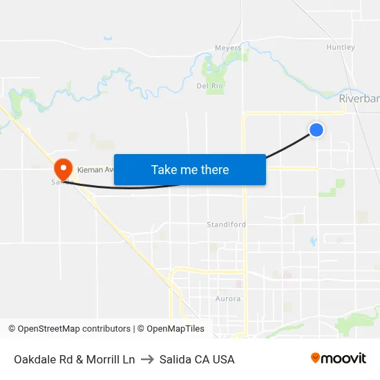 Oakdale Rd & Morrill Ln to Salida CA USA map