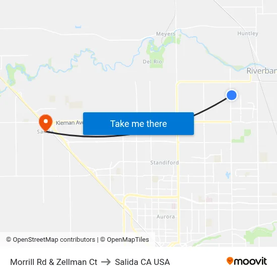 Morrill Rd & Zellman Ct to Salida CA USA map