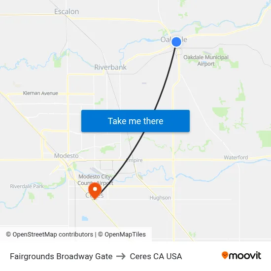 Fairgrounds Broadway Gate to Ceres CA USA map