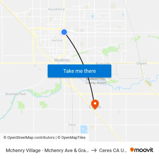 Mchenry Village - Mchenry Ave & Granger to Ceres CA USA map