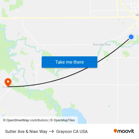 Sutter Ave & Nian Way to Grayson CA USA map