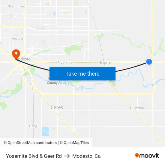 Yosemite Blvd & Geer Rd to Modesto, Ca map