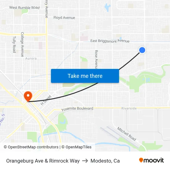 Orangeburg Ave & Rimrock Way to Modesto, Ca map