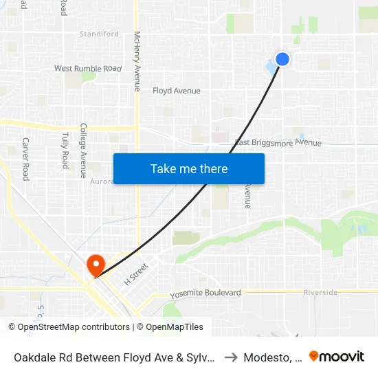 Oakdale Rd Between Floyd Ave & Sylvan Av to Modesto, Ca map
