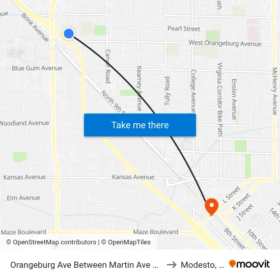 Orangeburg Ave Between Martin Ave & Ever to Modesto, Ca map