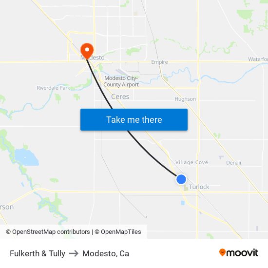 Fulkerth & Tully to Modesto, Ca map