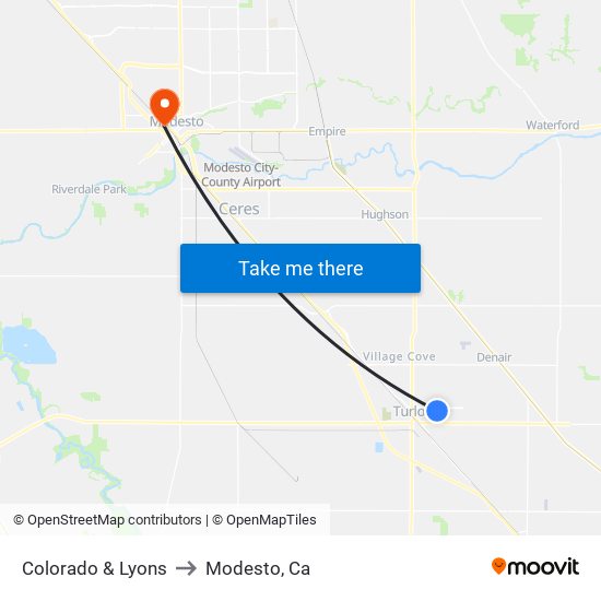 Colorado & Lyons to Modesto, Ca map