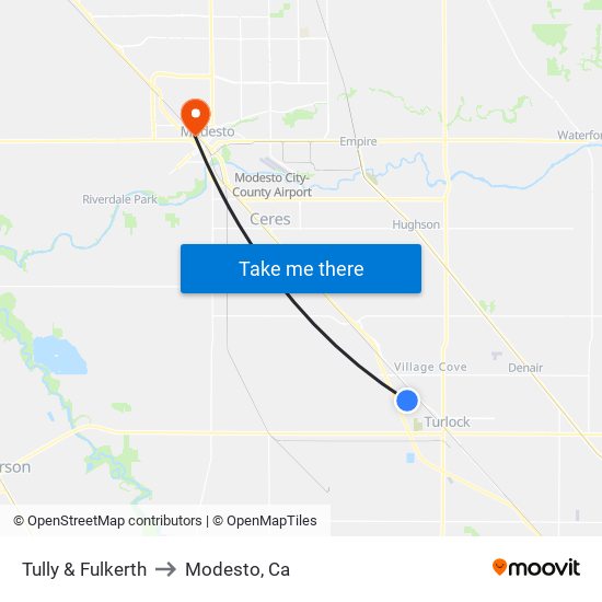 Tully & Fulkerth to Modesto, Ca map