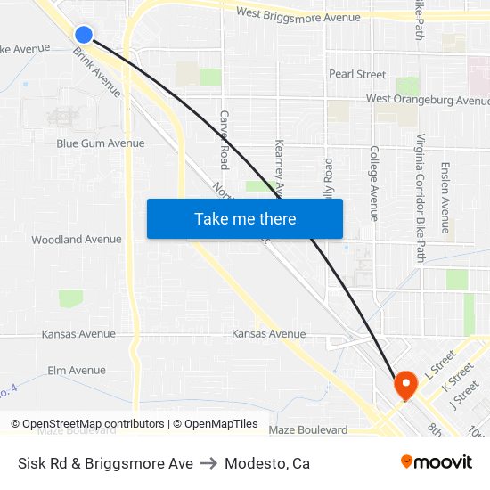 Sisk Rd & Briggsmore Ave to Modesto, Ca map