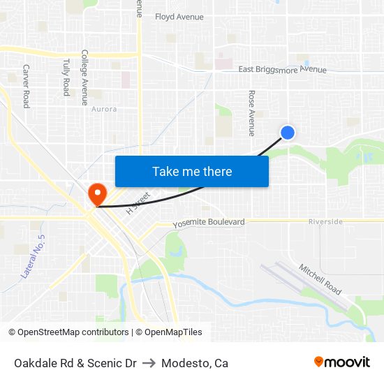 Oakdale Rd & Scenic Dr to Modesto, Ca map