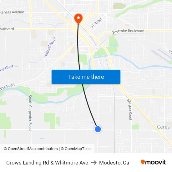 Crows Landing Rd & Whitmore Ave to Modesto, Ca map