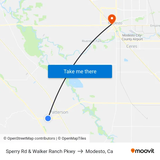 Sperry Rd & Walker Ranch Pkwy to Modesto, Ca map