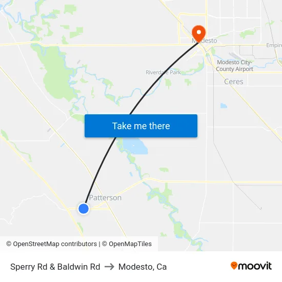 Sperry Rd & Baldwin Rd to Modesto, Ca map