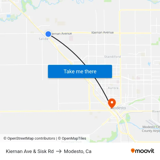 Kiernan Ave & Sisk Rd to Modesto, Ca map
