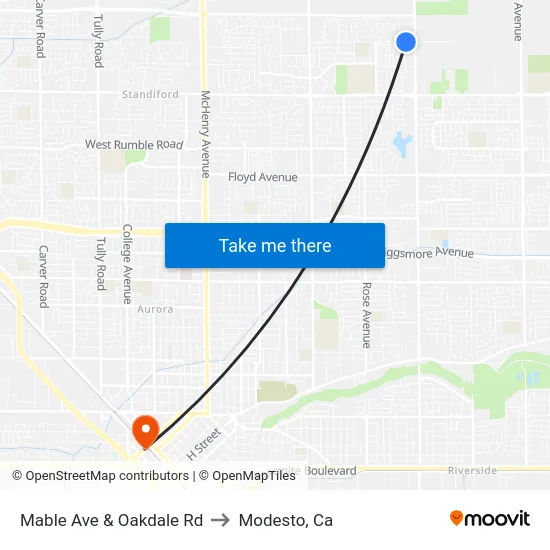 Mable Ave & Oakdale Rd to Modesto, Ca map