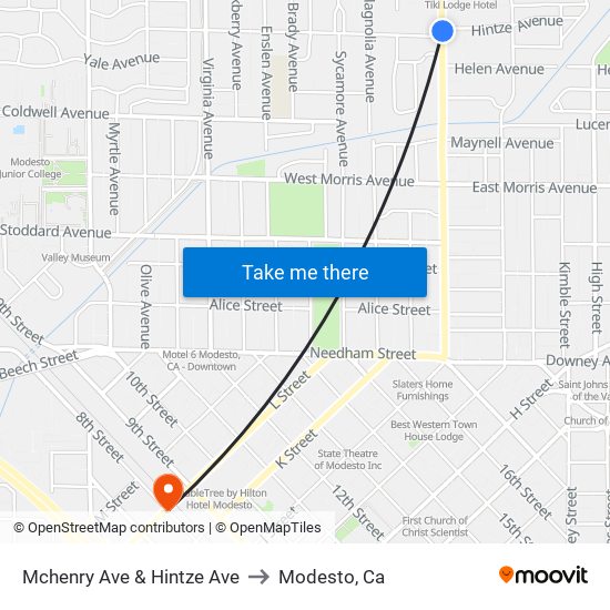 Mchenry Ave & Hintze Ave to Modesto, Ca map