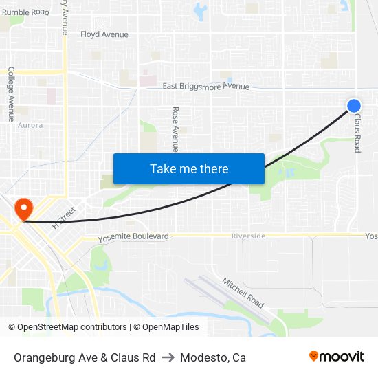 Orangeburg Ave & Claus Rd to Modesto, Ca map