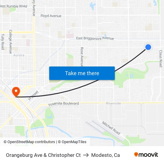 Orangeburg Ave & Christopher Ct to Modesto, Ca map