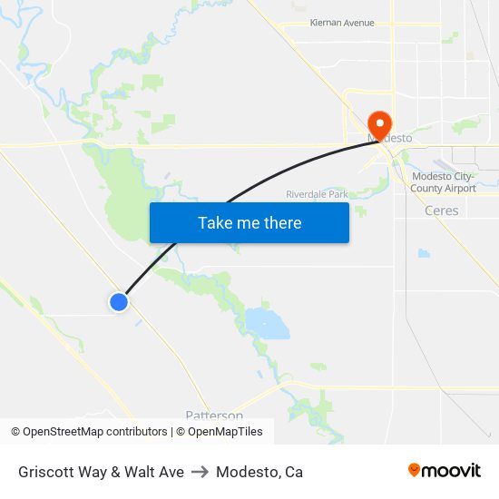 Griscott Way & Walt Ave to Modesto, Ca map