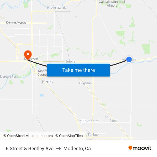 E Street & Bentley Ave to Modesto, Ca map