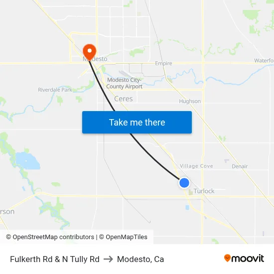 Fulkerth Rd & N Tully Rd to Modesto, Ca map