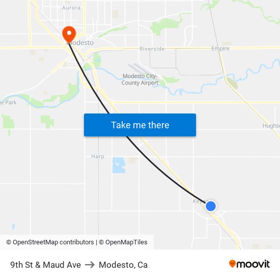 9th St & Maud Ave to Modesto, Ca map