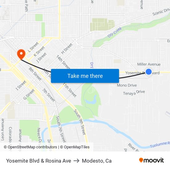 Yosemite Blvd & Rosina Ave to Modesto, Ca map