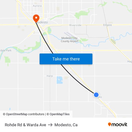 Rohde Rd & Warda Ave to Modesto, Ca map