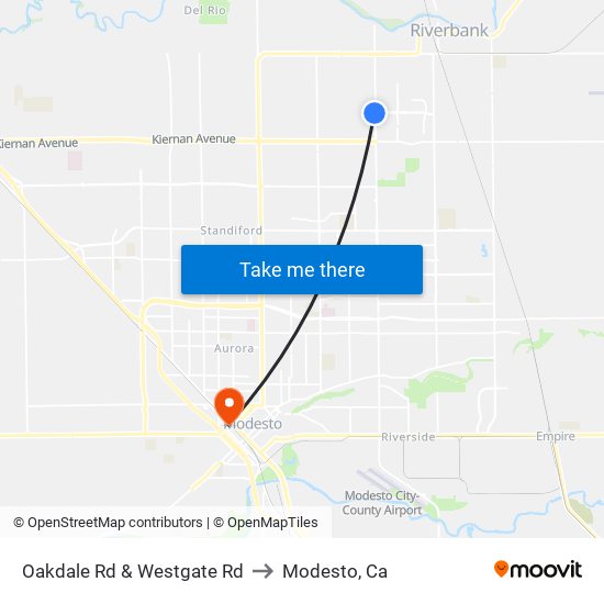 Oakdale Rd & Westgate Rd to Modesto, Ca map