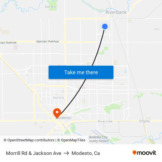 Morrill Rd & Jackson Ave to Modesto, Ca map