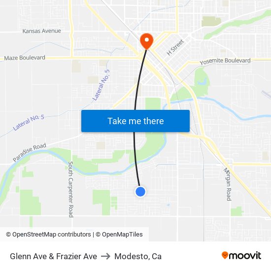 Glenn Ave & Frazier Ave to Modesto, Ca map