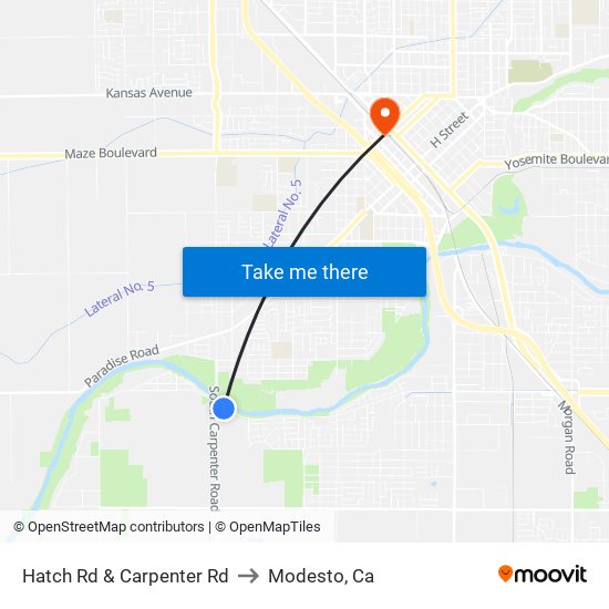 Hatch Rd & Carpenter Rd to Modesto, Ca map