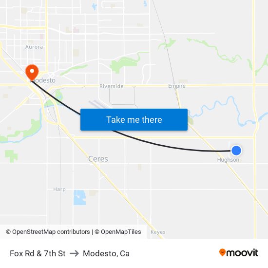 Fox Rd & 7th St to Modesto, Ca map