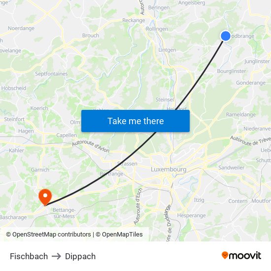 Fischbach to Dippach map