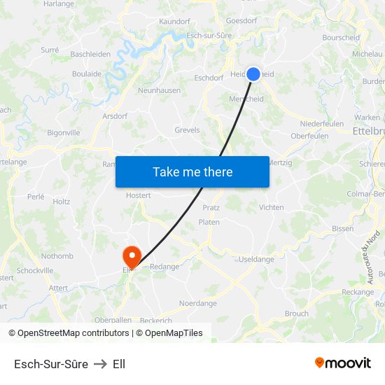 Esch-Sur-Sûre to Ell map