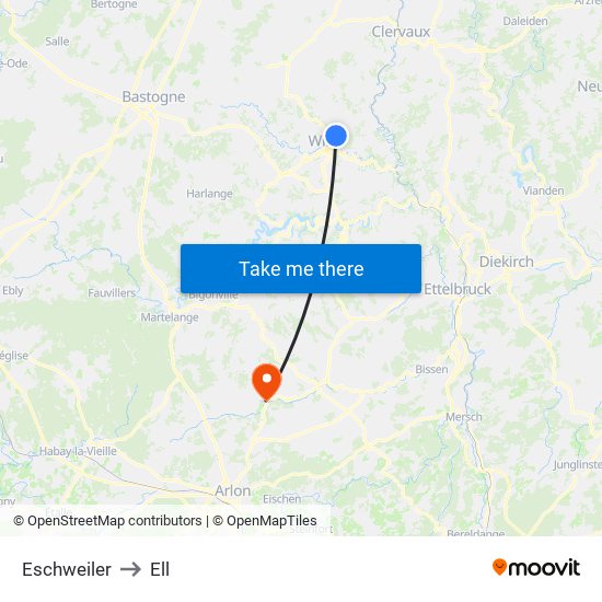 Eschweiler to Ell map