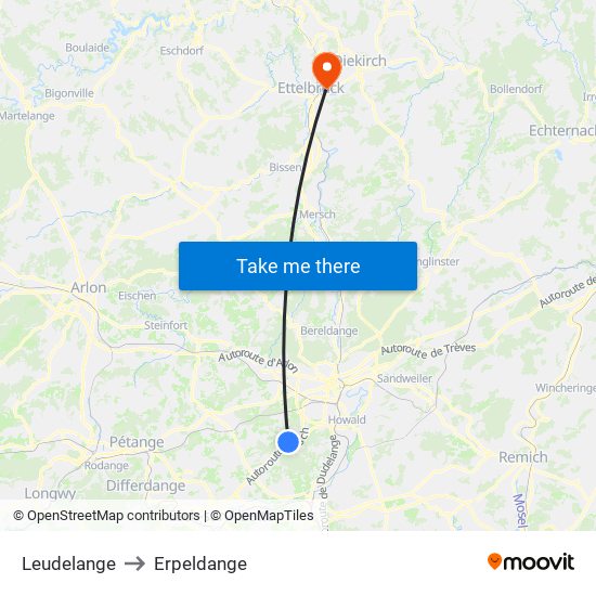 Leudelange to Leudelange map