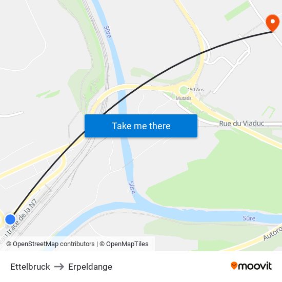 Ettelbruck to Erpeldange map