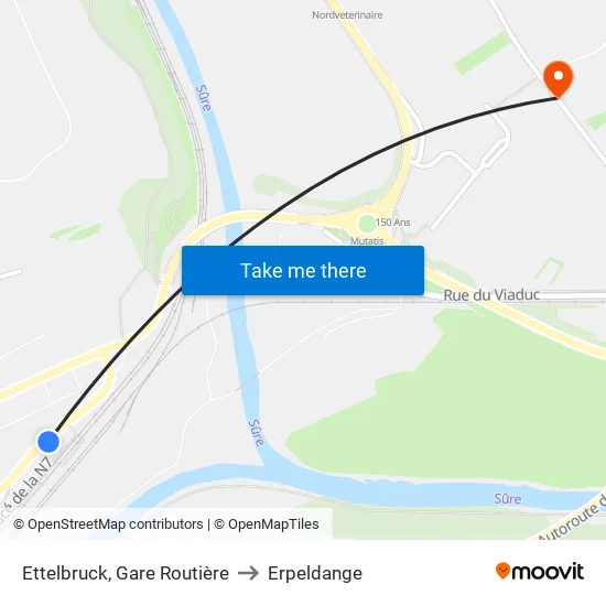 Ettelbruck, Gare Routière to Erpeldange map